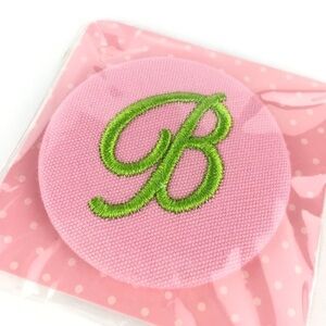 TWO’S COMPANY Button Up Monogrammed Initial Pin Letter B Embroidered Preppy NWT